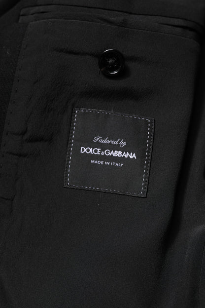 Dolce & Gabbana Schwarze Wolle Slim Fit Mantel Blazer Jacke Anzug