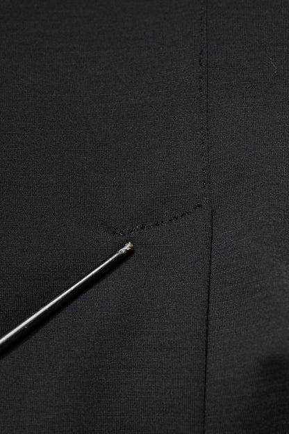 Dolce & Gabbana Schwarze Wolle Slim Fit Mantel Blazer Jacke Anzug