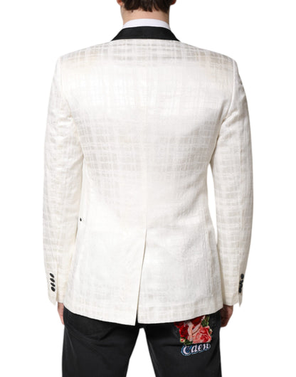 Dolce & Gabbana Weiß Schwarz Einreihiger Mantel Blazer Anzug