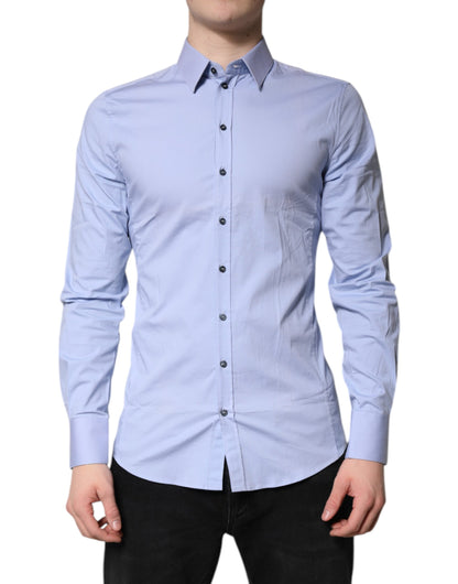 Dolce & Gabbana Hellblaues Baumwollhemd SICILIA Kleid Formelles Hemd