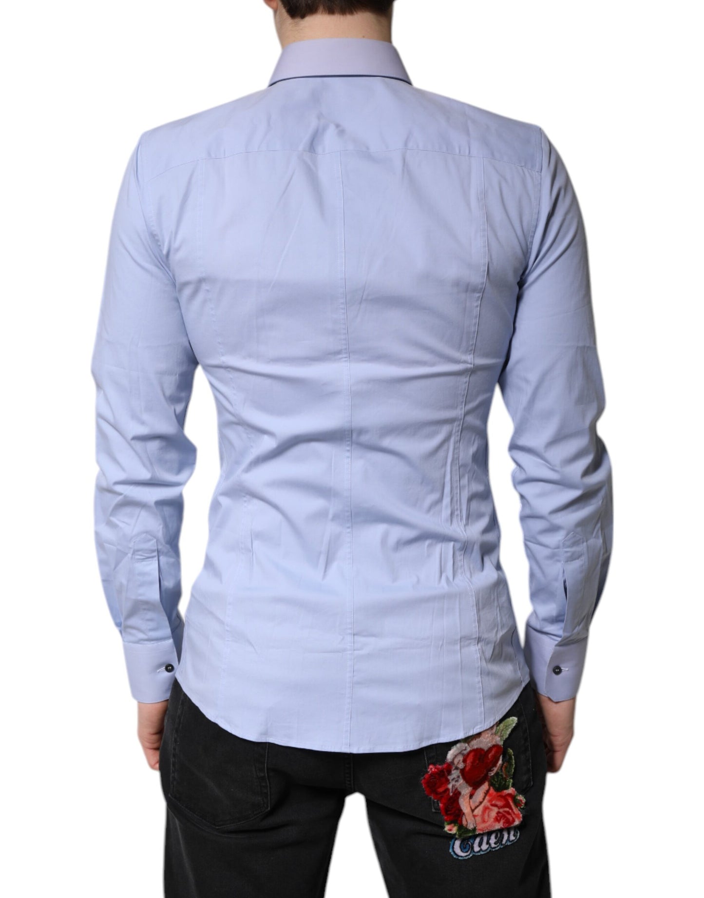 Dolce & Gabbana Hellblaues Baumwollhemd SICILIA Kleid Formelles Hemd