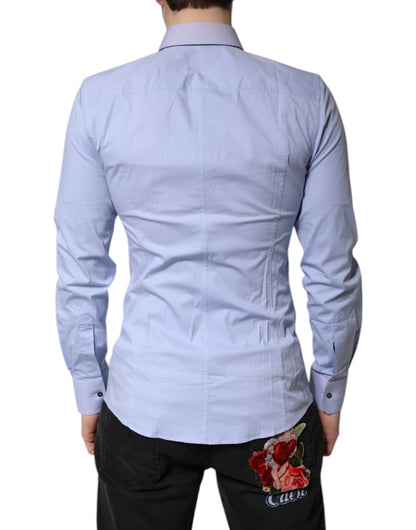 Dolce & Gabbana Hellblaues Baumwollhemd SICILIA Kleid Formelles Hemd