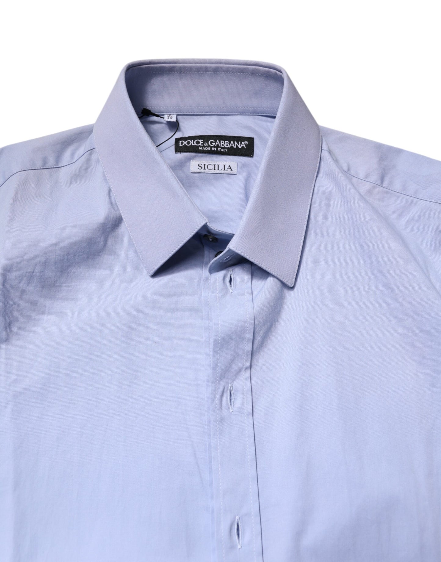 Dolce & Gabbana Hellblaues Baumwollhemd SICILIA Kleid Formelles Hemd