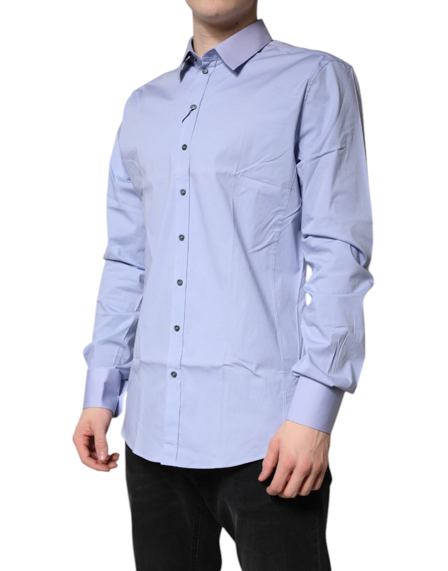 Dolce & Gabbana Hellblaues Baumwollhemd SICILIA Kleid Formelles Hemd