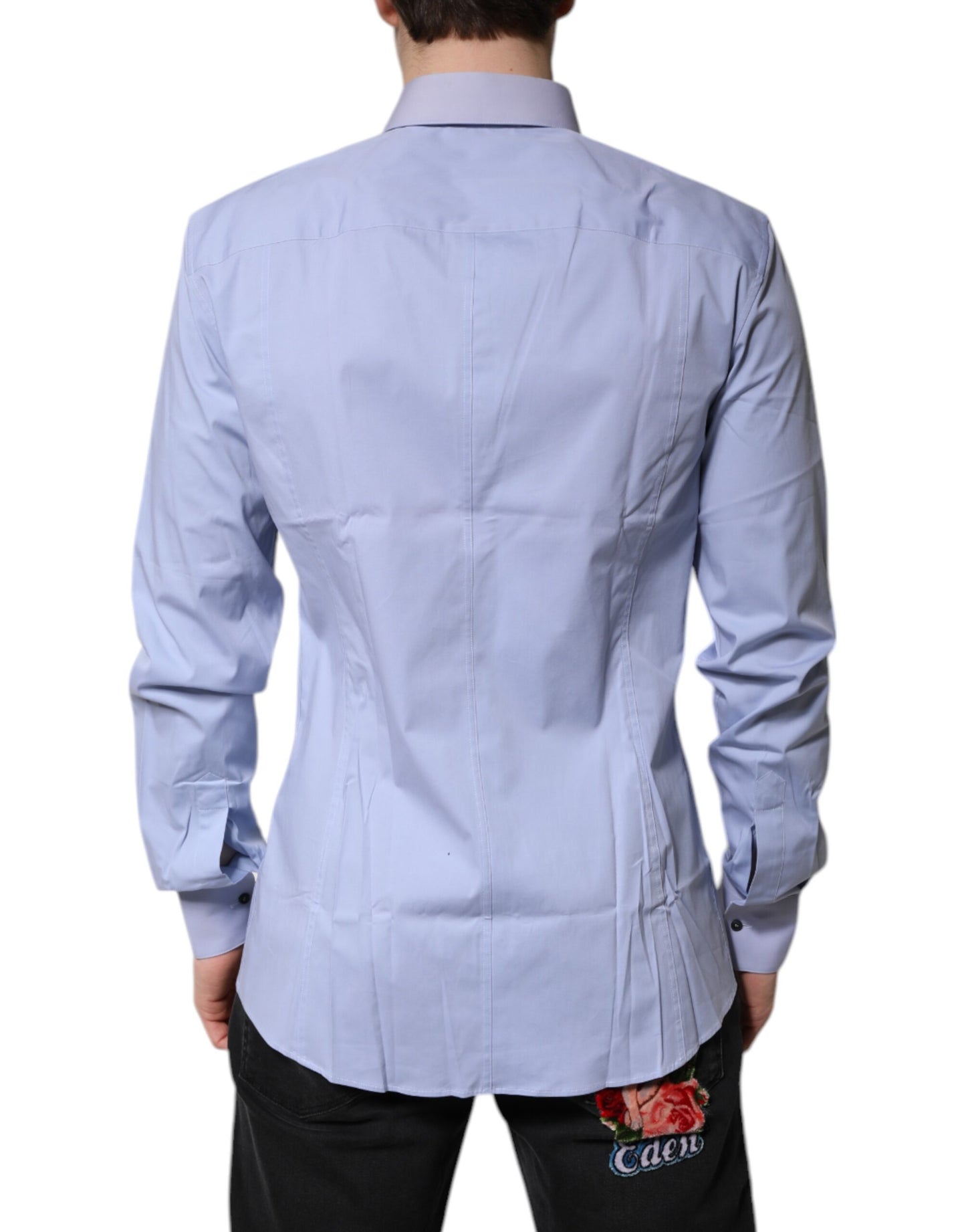 Dolce & Gabbana Hellblaues Baumwollhemd SICILIA Kleid Formelles Hemd