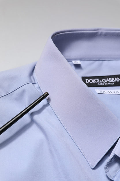 Dolce & Gabbana Hellblaues Baumwollhemd SICILIA Kleid Formelles Hemd