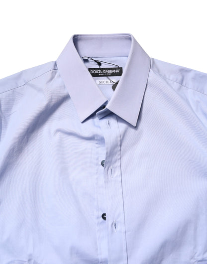 Dolce & Gabbana Hellblaues Baumwollhemd SICILIA Kleid Formelles Hemd