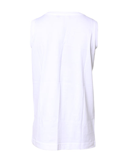 Dolce & Gabbana Weißes ärmelloses T-Shirt mit Rundhalsausschnitt aus Baumwolle