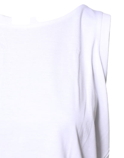 Dolce & Gabbana Weißes ärmelloses T-Shirt mit Rundhalsausschnitt aus Baumwolle