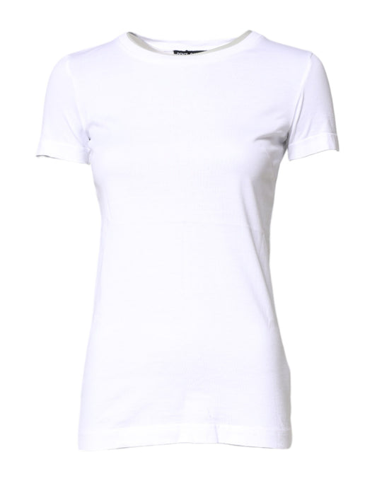 Dolce & Gabbana Weißes Baumwoll-T-Shirt mit Rundhalsausschnitt und kurzen Ärmeln