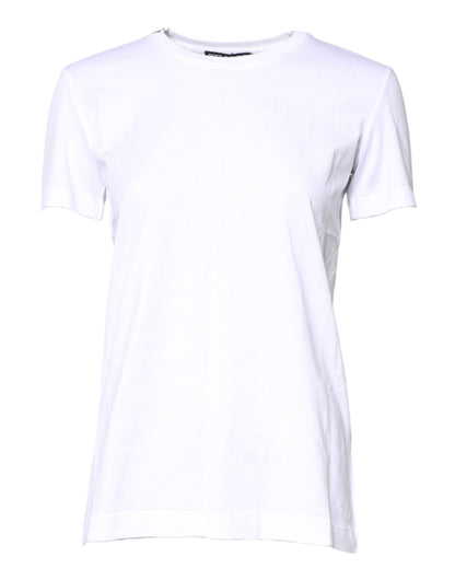 Dolce & Gabbana Weißes Baumwoll-T-Shirt mit Rundhalsausschnitt und kurzen Ärmeln