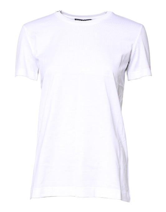 Dolce & Gabbana Weißes Baumwoll-T-Shirt mit Rundhalsausschnitt und kurzen Ärmeln