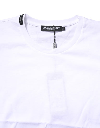 Dolce & Gabbana Weißes Baumwoll-T-Shirt mit Rundhalsausschnitt und kurzen Ärmeln