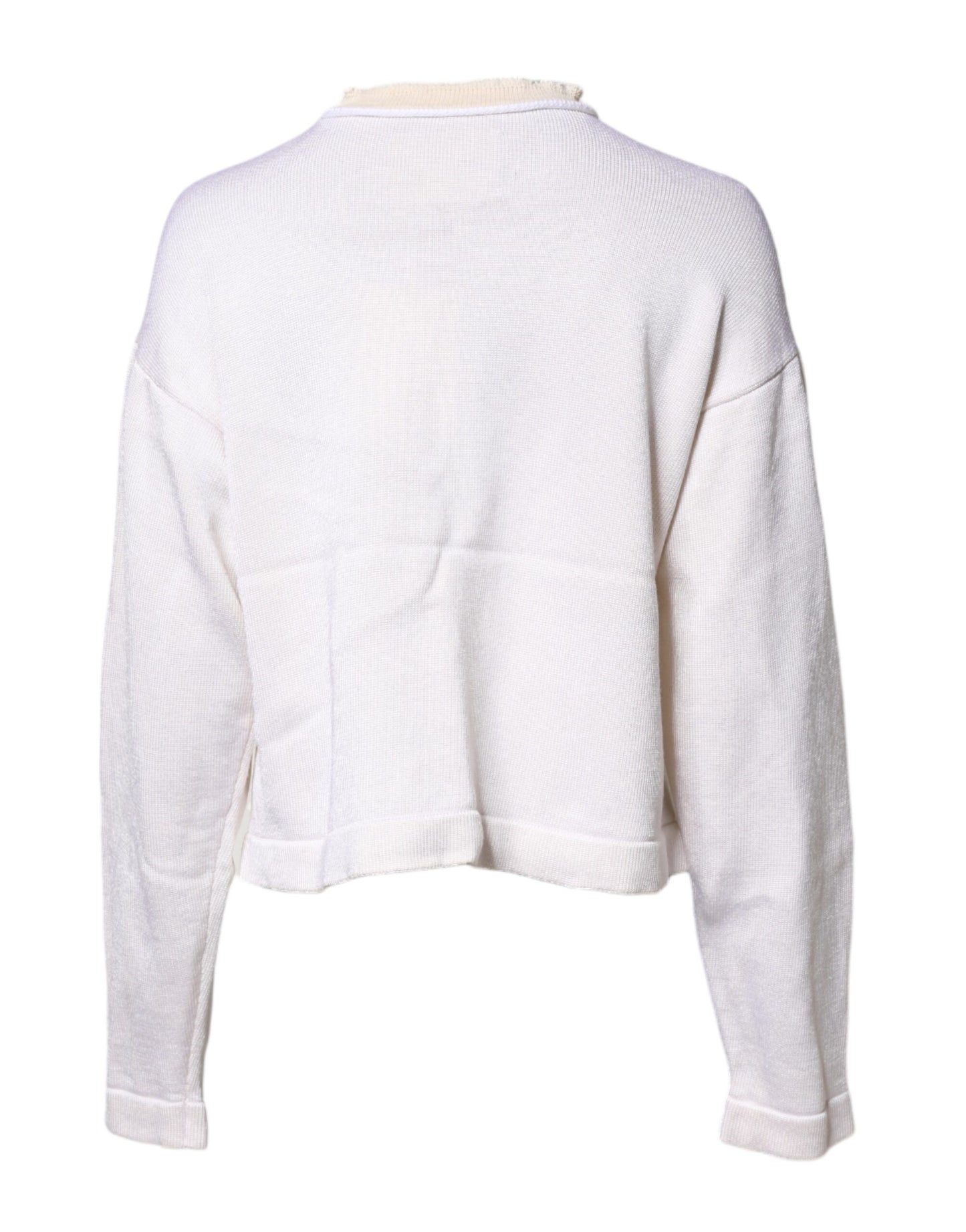 Jil Sander Weißer Viskose Pullover mit Rundhalsausschnitt und langen Ärmeln