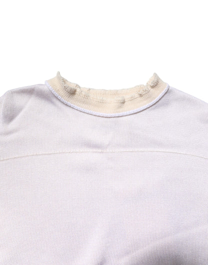 Jil Sander Weißer Viskose Pullover mit Rundhalsausschnitt und langen Ärmeln