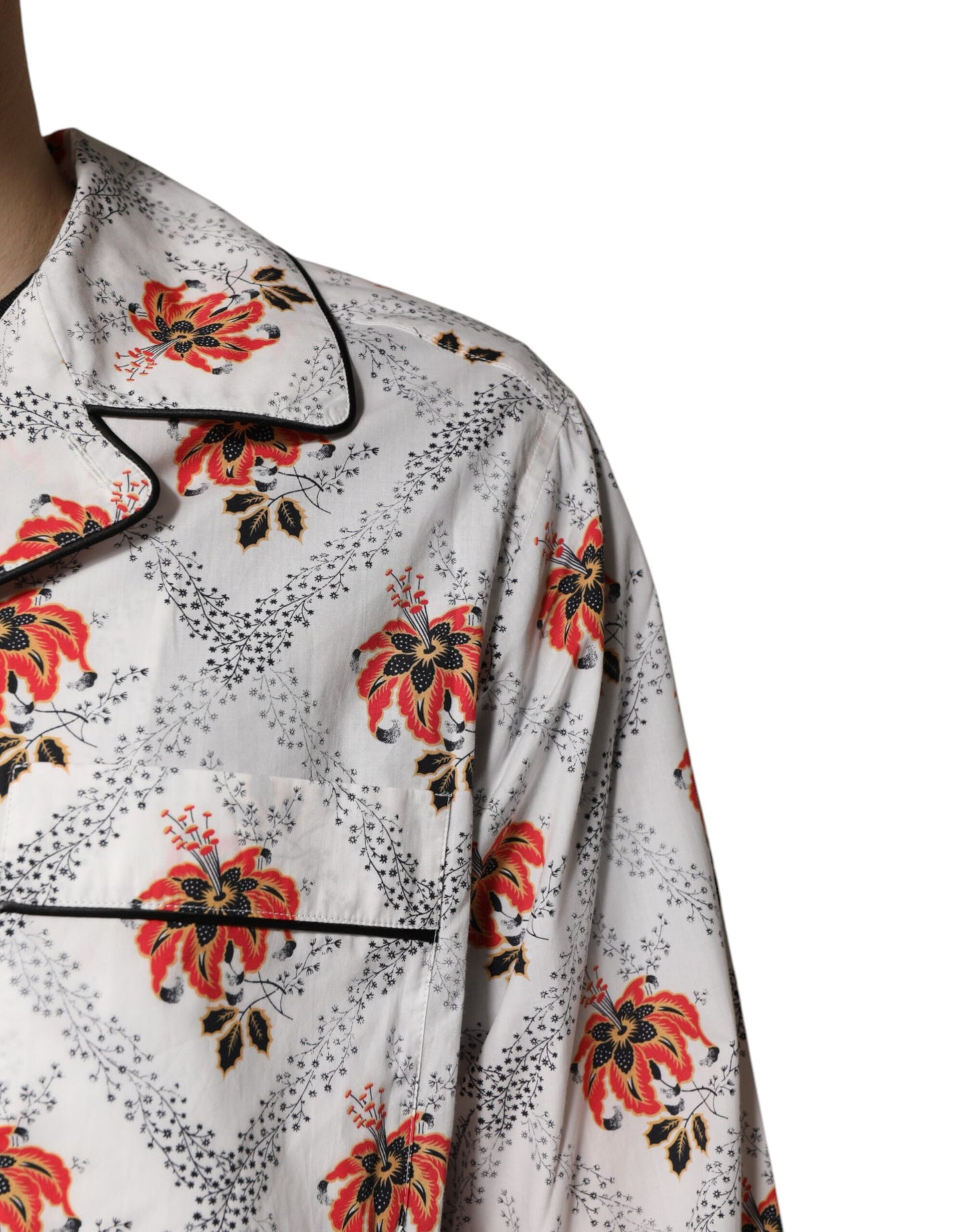 Dolce & Gabbana Multicolor Floral Print Baumwolle Pyjama Set Nachtwäsche
