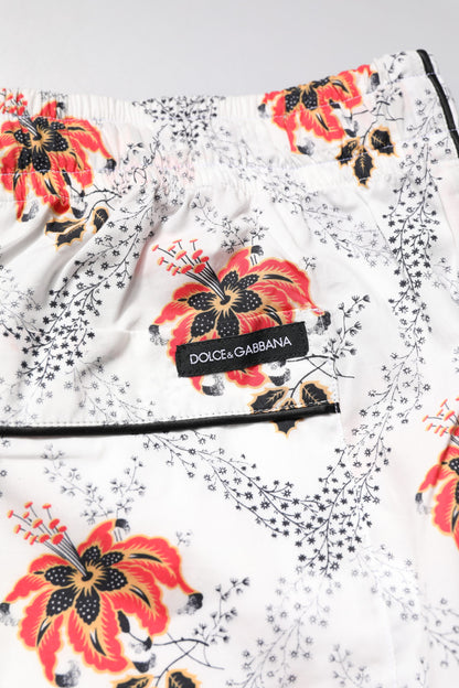 Dolce & Gabbana Multicolor Floral Print Baumwolle Pyjama Set Nachtwäsche
