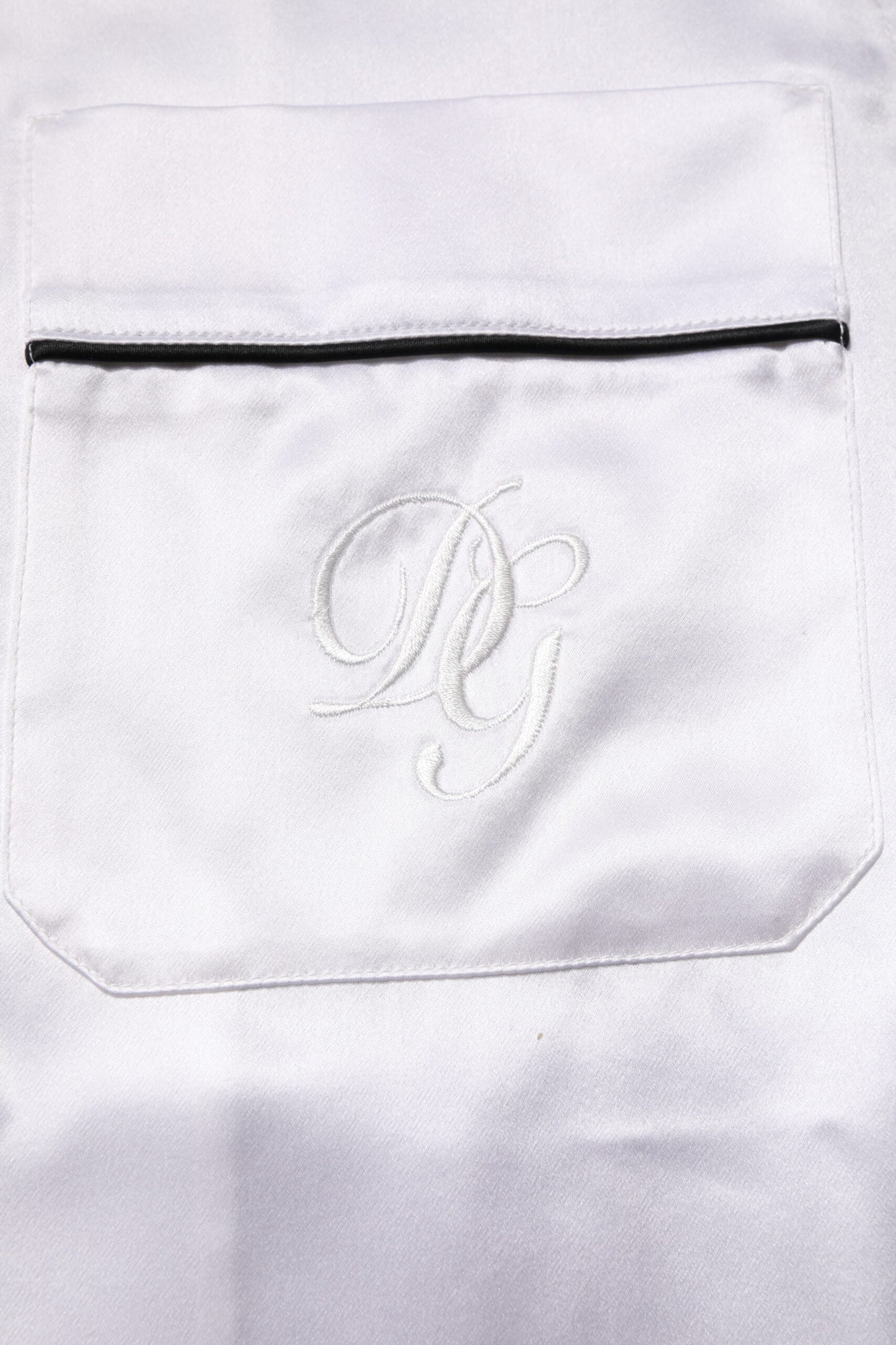 Dolce & Gabbana Weißer Satin Seide Männer Pyjama Set Schlafanzug