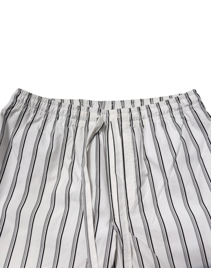 Dolce & Gabbana Weiß Schwarz Streifen Baumwolle Männer Pyjama Set Nachtwäsche
