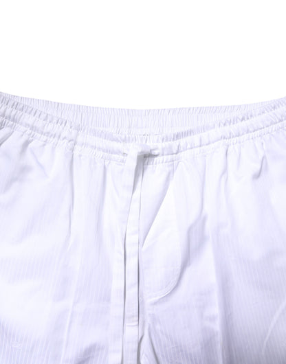 Dolce & Gabbana Weißes Baumwollhemd Hose Pyjama Set Schlafanzug