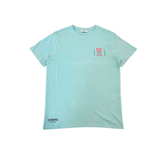 Iceberg Hellblaues Baumwolle Herren T-Shirt