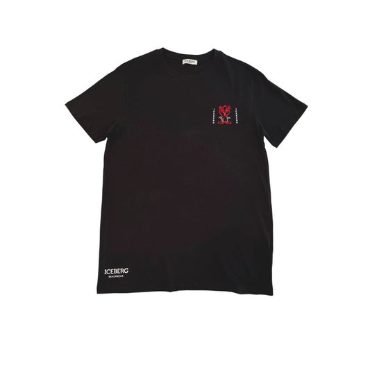 Iceberg Schwarzes Baumwolle Männer T-Shirt
