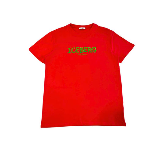 Iceberg Rotes Baumwolle Männer T-Shirt