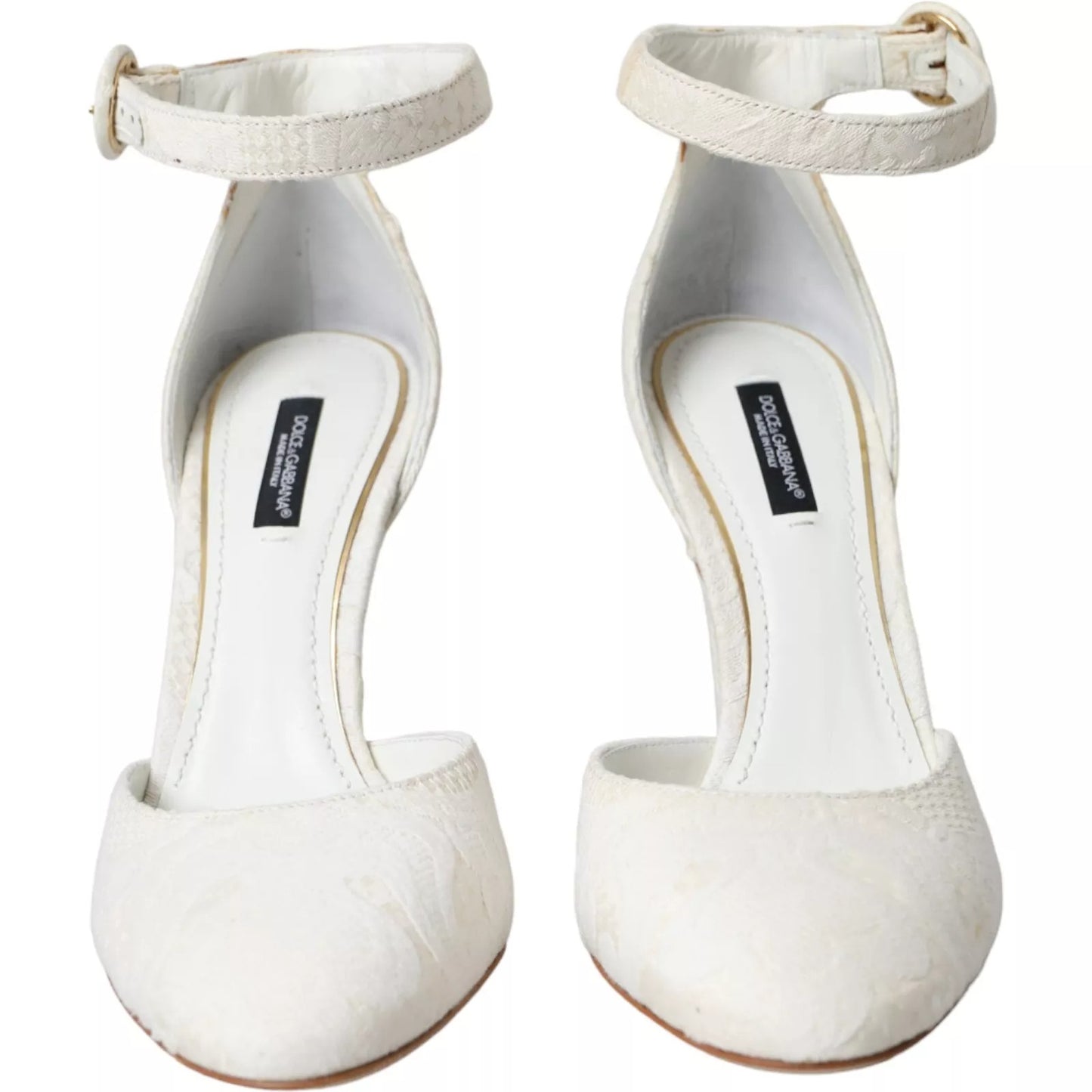 Dolce & Gabbana Weiß Floral Jacquard Mary Janes Heels Pumps Schuhe