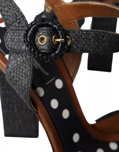Dolce & Gabbana Schwarz Polka Dot Leder Heels Sandalen Schuhe