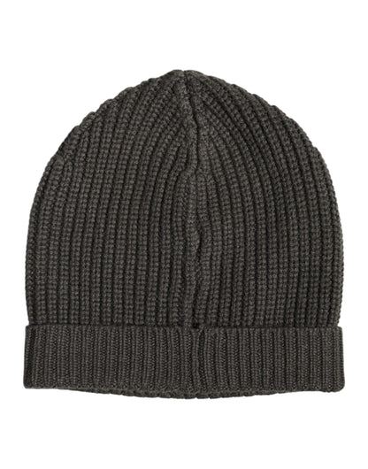 Dolce & Gabbana Dunkelgraue Kaschmir-Strickmütze Winter Beanie