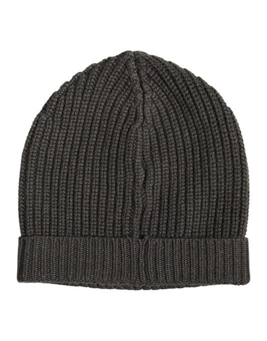Dolce & Gabbana Dunkelgraue Kaschmir-Strickmütze Winter Beanie