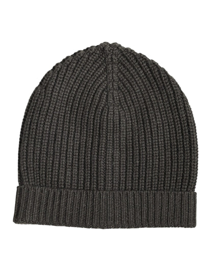 Dolce & Gabbana Dunkelgraue Kaschmir-Strickmütze Winter Beanie
