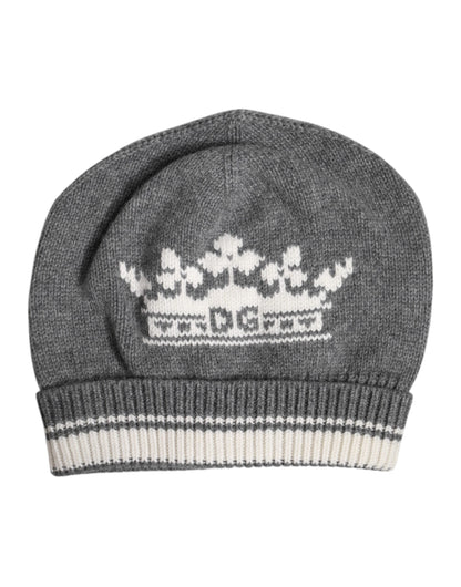 Dolce & Gabbana Graue Kaschmir-Strickmütze Winter Beanie
