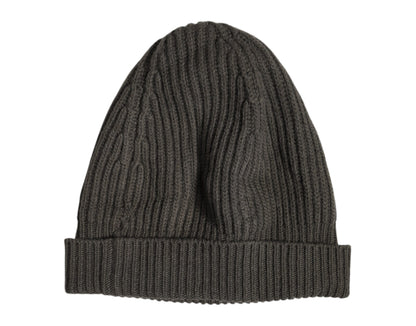 Dolce & Gabbana Grüne Wolle DG Plaque gestrickt Winter Beanie Hut