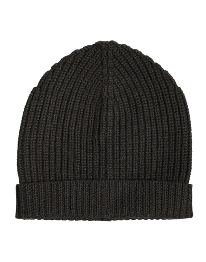 Dolce & Gabbana Dunkelgraue Kaschmir-Strickmütze Winter Beanie