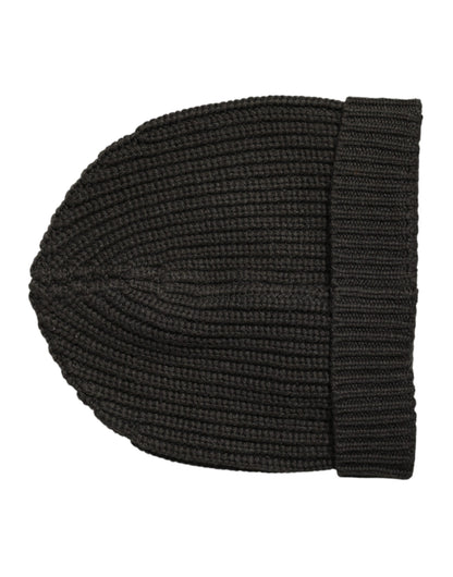 Dolce & Gabbana Dunkelgraue Kaschmir-Strickmütze Winter Beanie