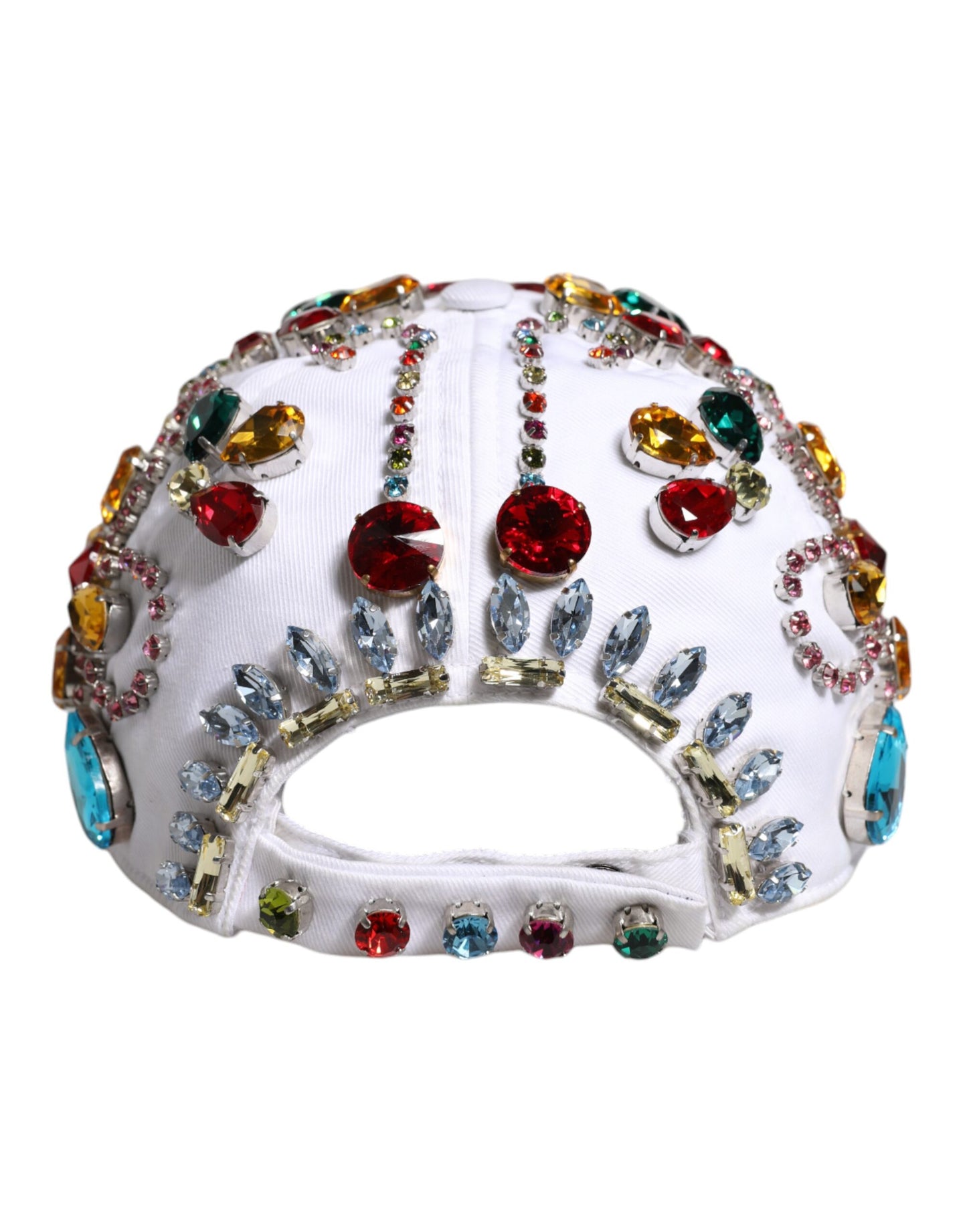 Dolce & Gabbana Weiße Multicolor Crystal verschönern Baseballkappe