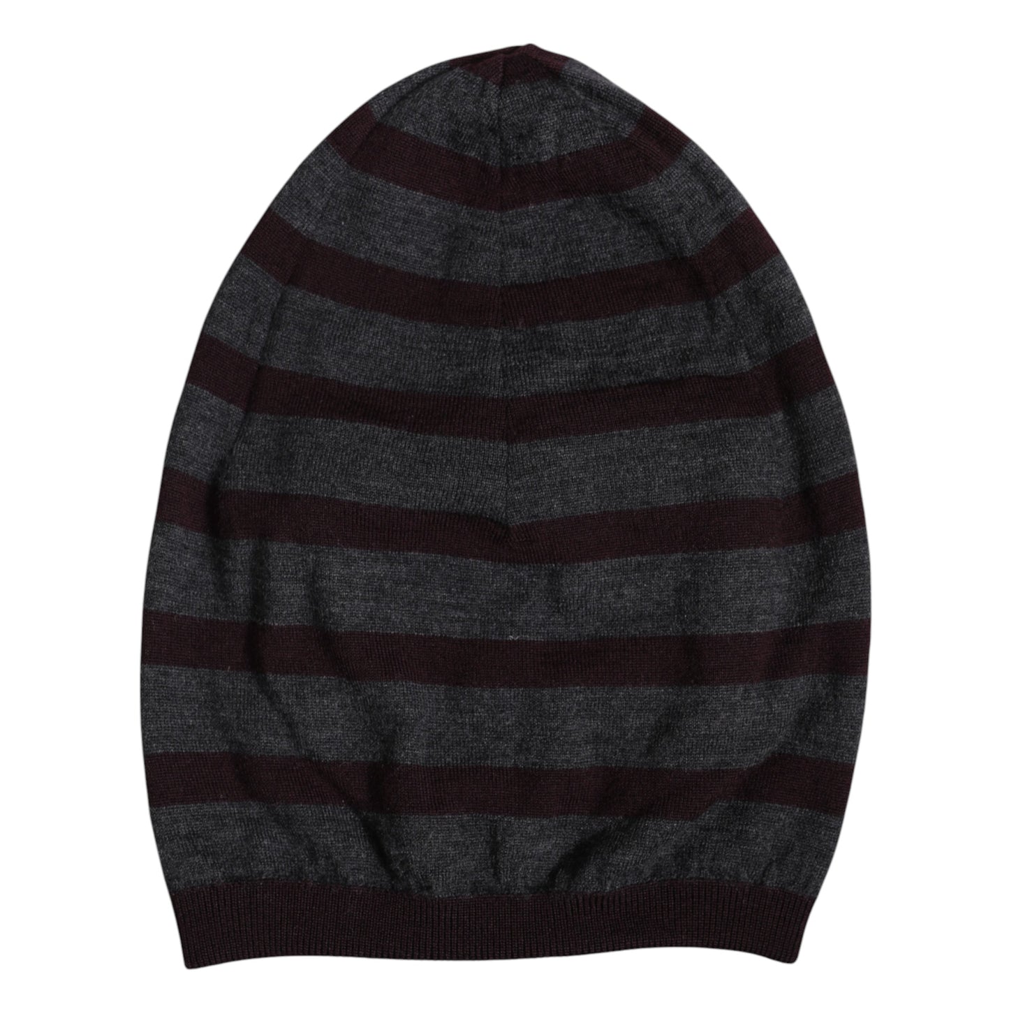 Dolce & Gabbana Graue gestreifte Wollstrickmütze Winter Beanie