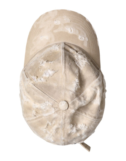 Dolce & Gabbana Beige zerfledderte Baumwolle 6 Panels Baseballmütze