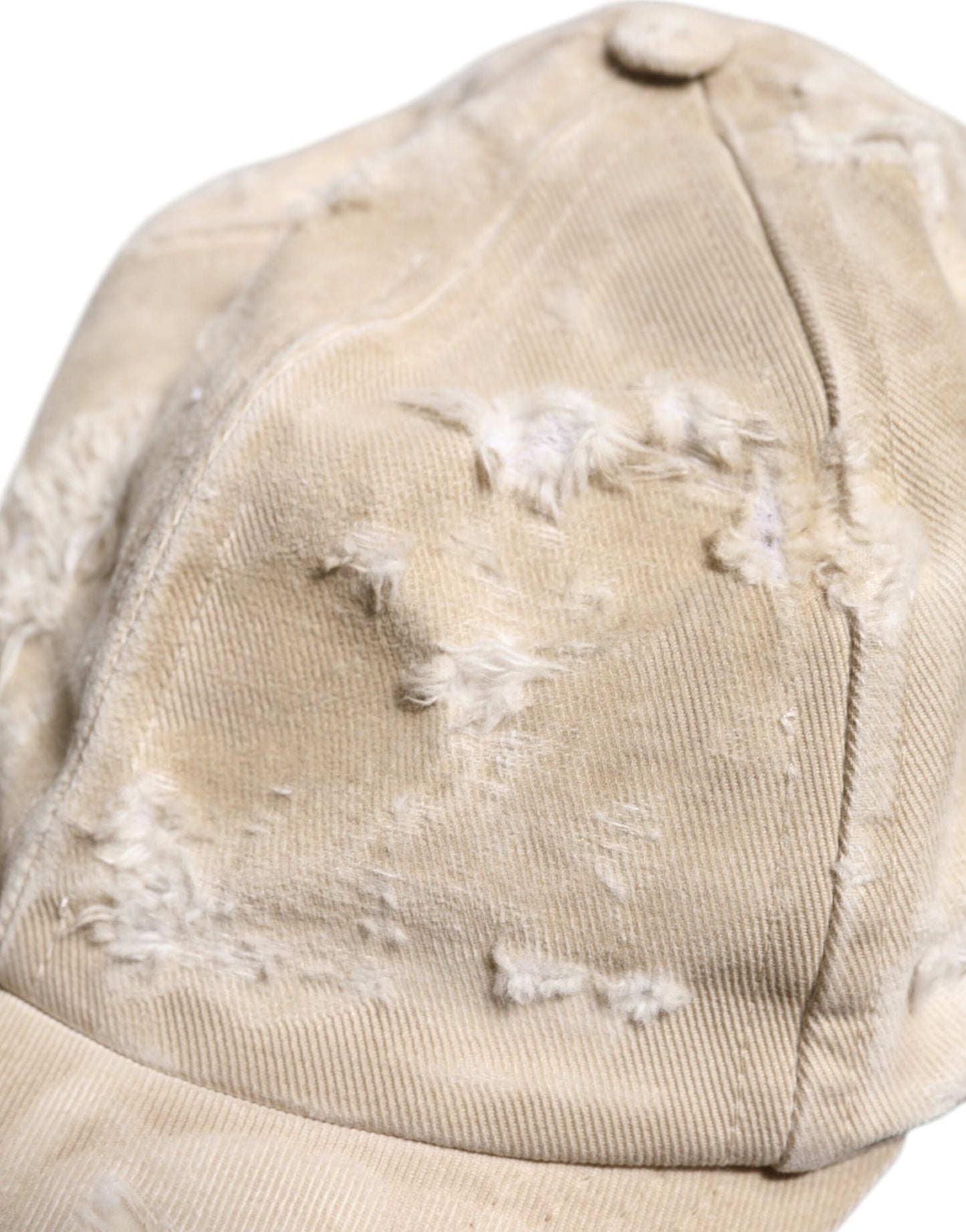 Dolce & Gabbana Beige zerfledderte Baumwolle 6 Panels Baseballmütze
