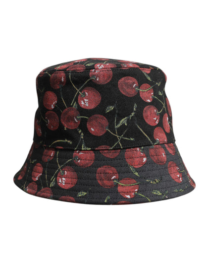 Dolce & Gabbana Schwarzer Eimerhut aus Baumwolle mit breiter Krempe
