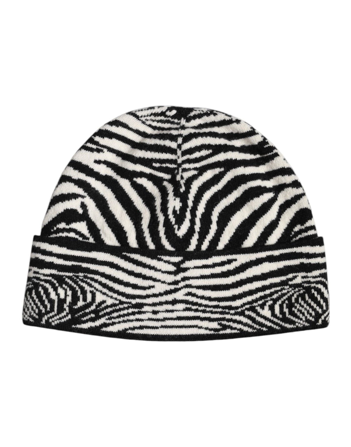 Dolce & Gabbana Schwarz Weiß Zebra gestrickt Winter Beanie Hut