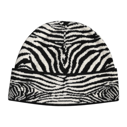 Dolce & Gabbana Schwarz Weiß Zebra gestrickt Winter Beanie Hut