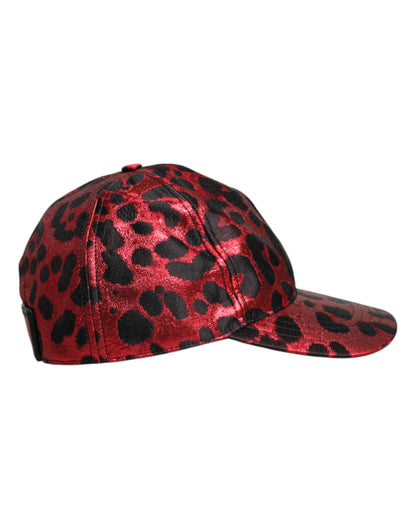 Dolce & Gabbana Rote Leopard DG Logo 6 Panels Baseballmütze