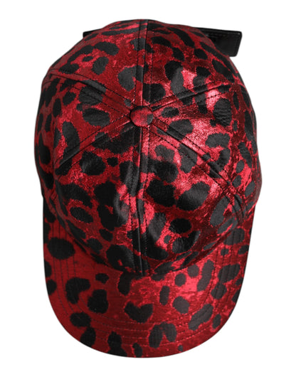 Dolce & Gabbana Rote Leopard DG Logo 6 Panels Baseballmütze