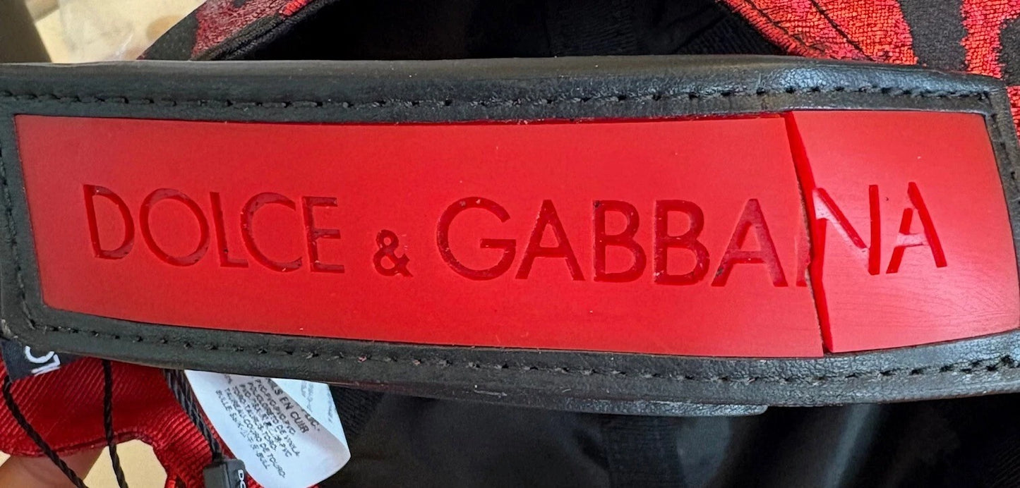 Dolce & Gabbana Rote Leopard DG Logo 6 Panels Baseballmütze