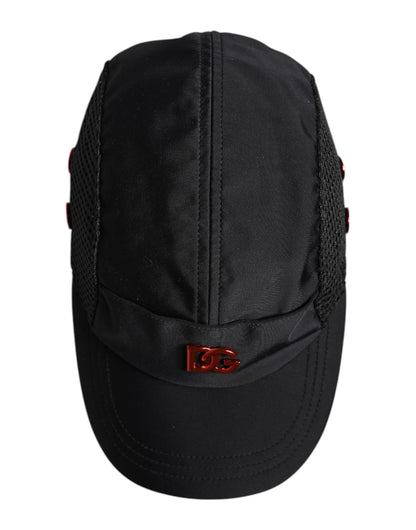 Dolce & Gabbana Schwarze Nylon DG Logo 6 Panels Baseballmütze