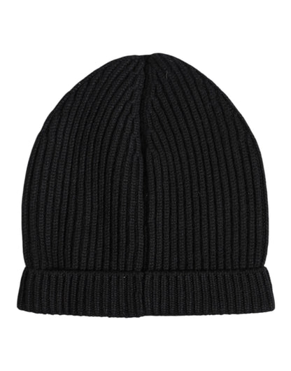 Dolce & Gabbana Schwarze Kaschmir-Strickmütze Winter Beanie