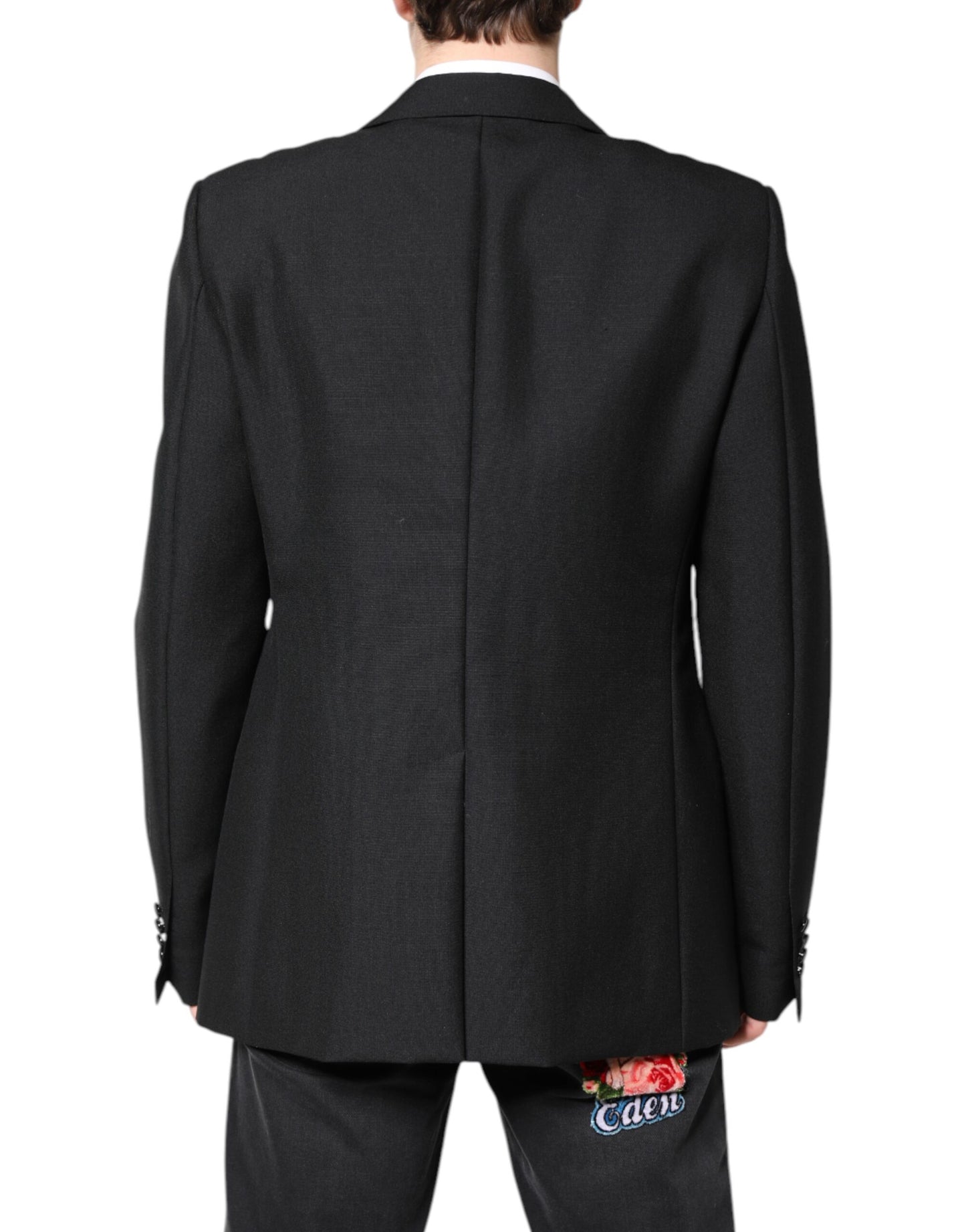 Dolce & Gabbana Schwarzer einreihiger Wollmantel Blazer