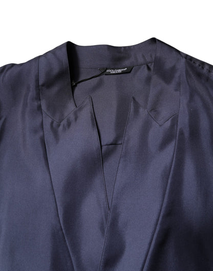Dolce & Gabbana Dunkelblaues Seidenhemd im Zweireiherlook
